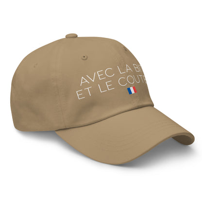Casquette Baseball, brodée « Avec la bite et le couteau », en Kaki, vue de trois quarts, image 35