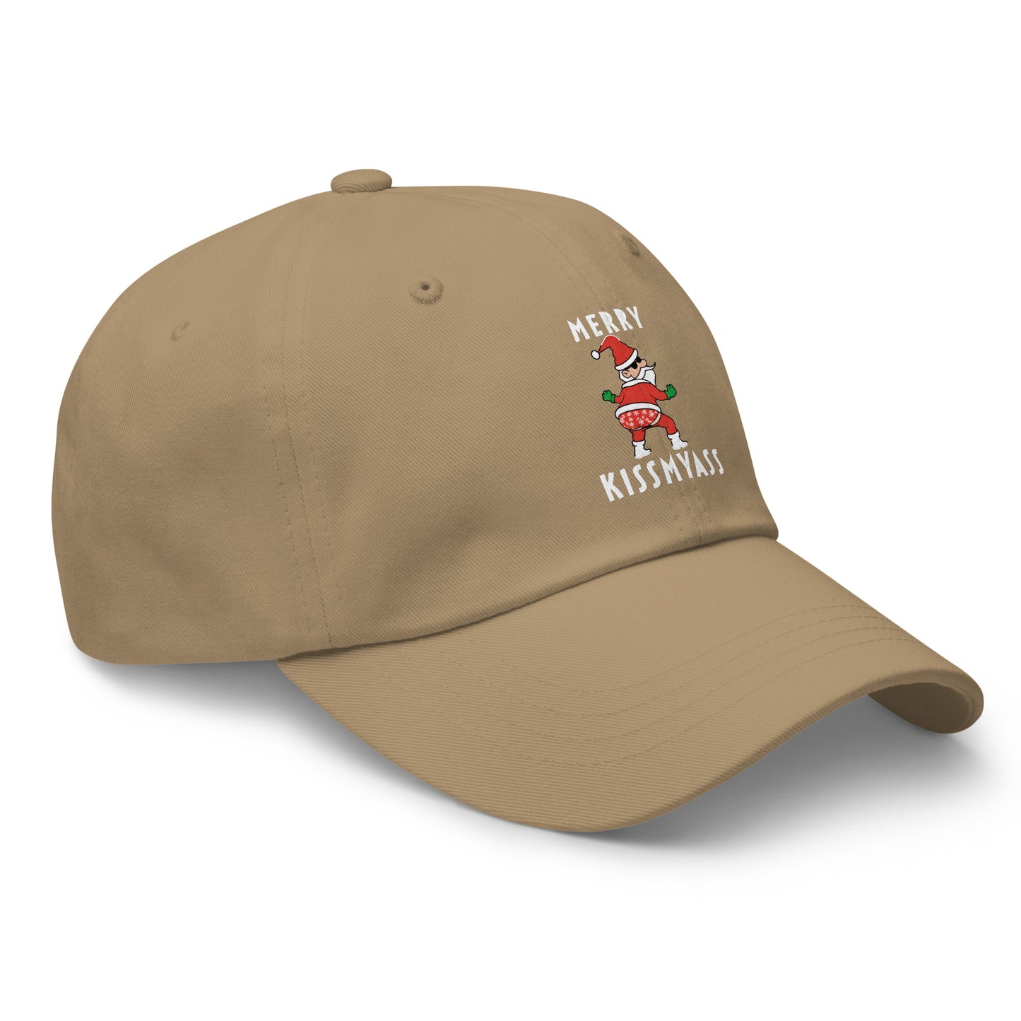 Casquette Baseball, brodée « Merry kiss my ass », en Kaki, vue de trois quarts, image 35