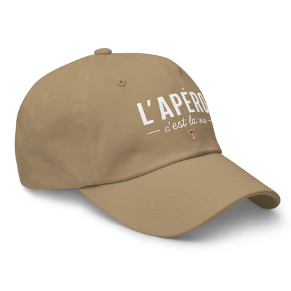 Casquette Baseball, brodée « L'apéro c'est la vie », en Kaki, vue de trois quarts, image 35