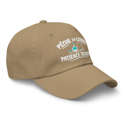Casquette Baseball, brodée « Pêche en cours, patience requise », en Kaki, vue de trois quarts, image 35
