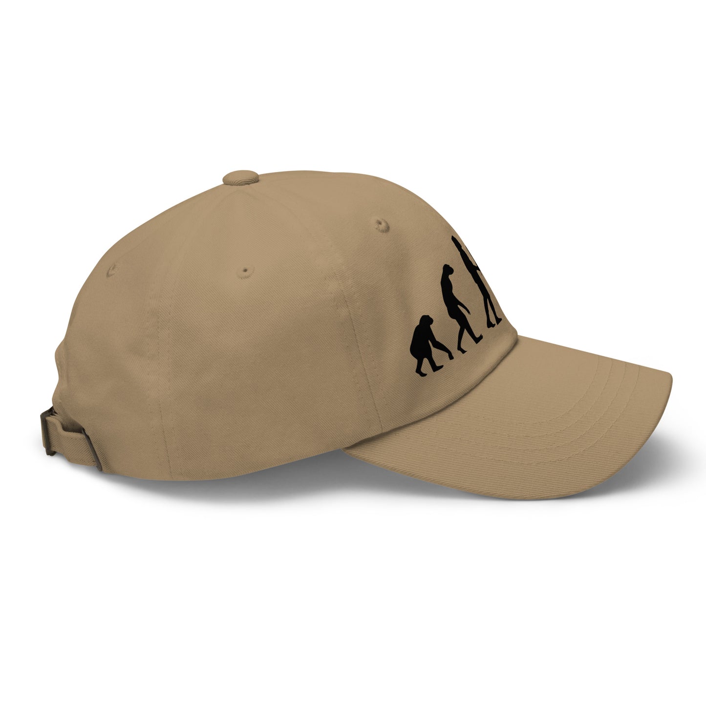 Casquette Baseball, brodée « Evolution de l'homme jusqu'à un guitariste », en Kaki, vue de côté, image 46