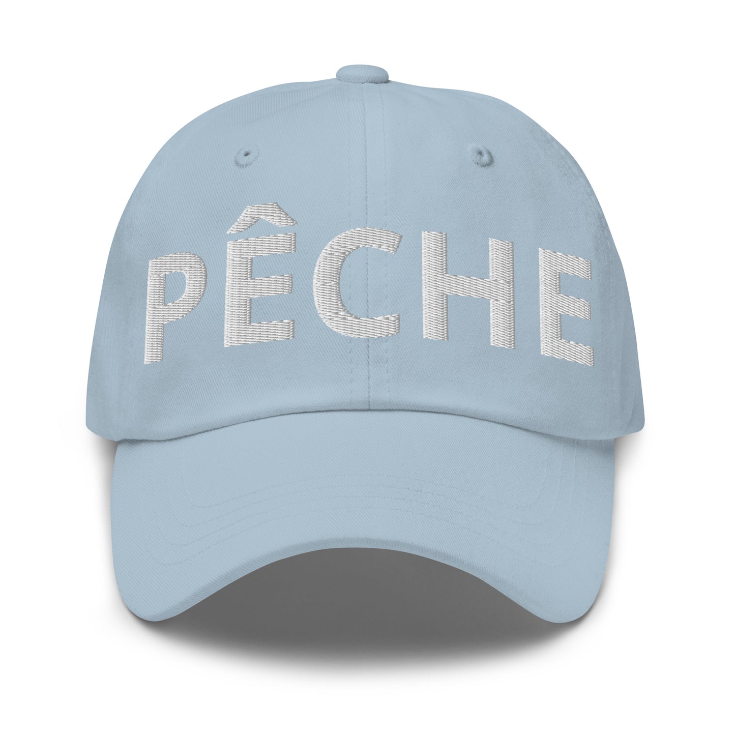 Casquette Baseball, brodée « Pêche », en Bleu Clair, vue de face, image 4