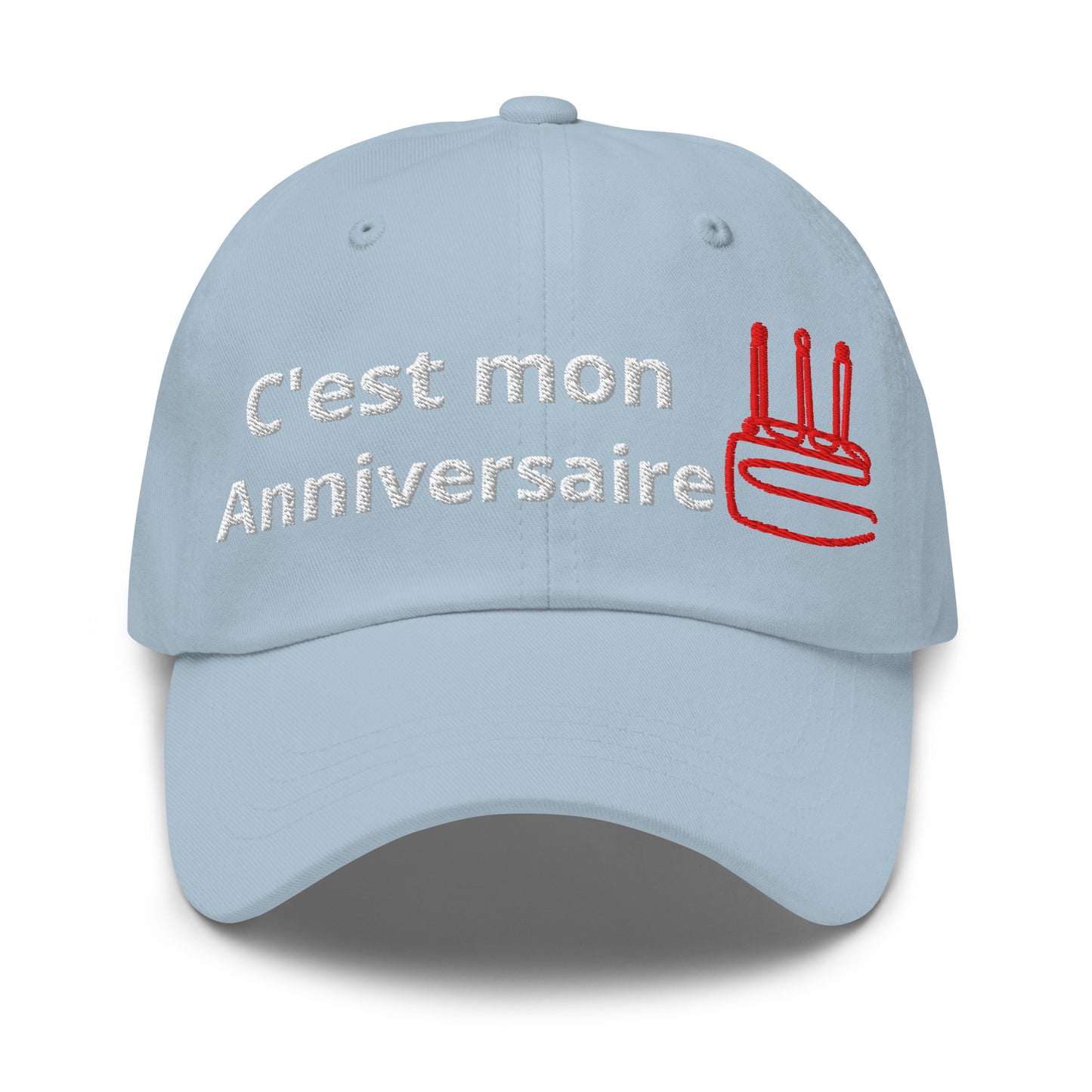 Casquette Baseball, brodée « C'est mon anniversaire », en Bleu Clair, vue de face, image 8