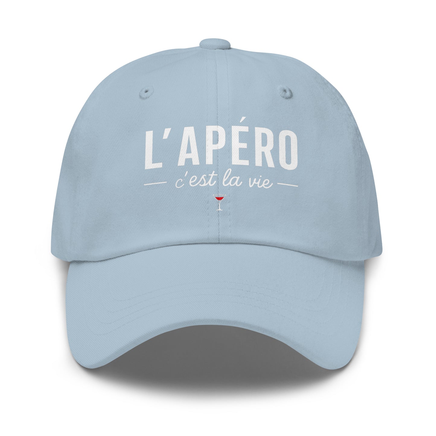 Casquette Baseball, brodée « L'apéro c'est la vie », en Bleu Clair, vue de face, image 49
