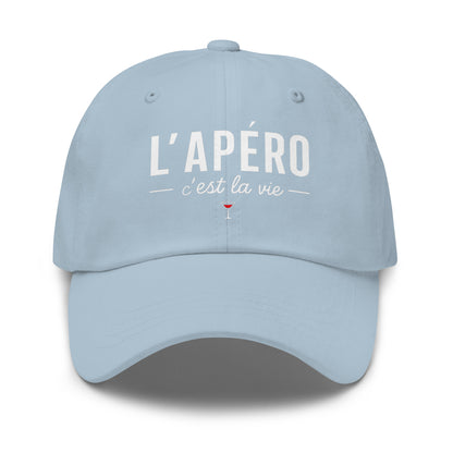 Casquette Baseball, brodée « L'apéro c'est la vie », en Bleu Clair, vue de face, image 49