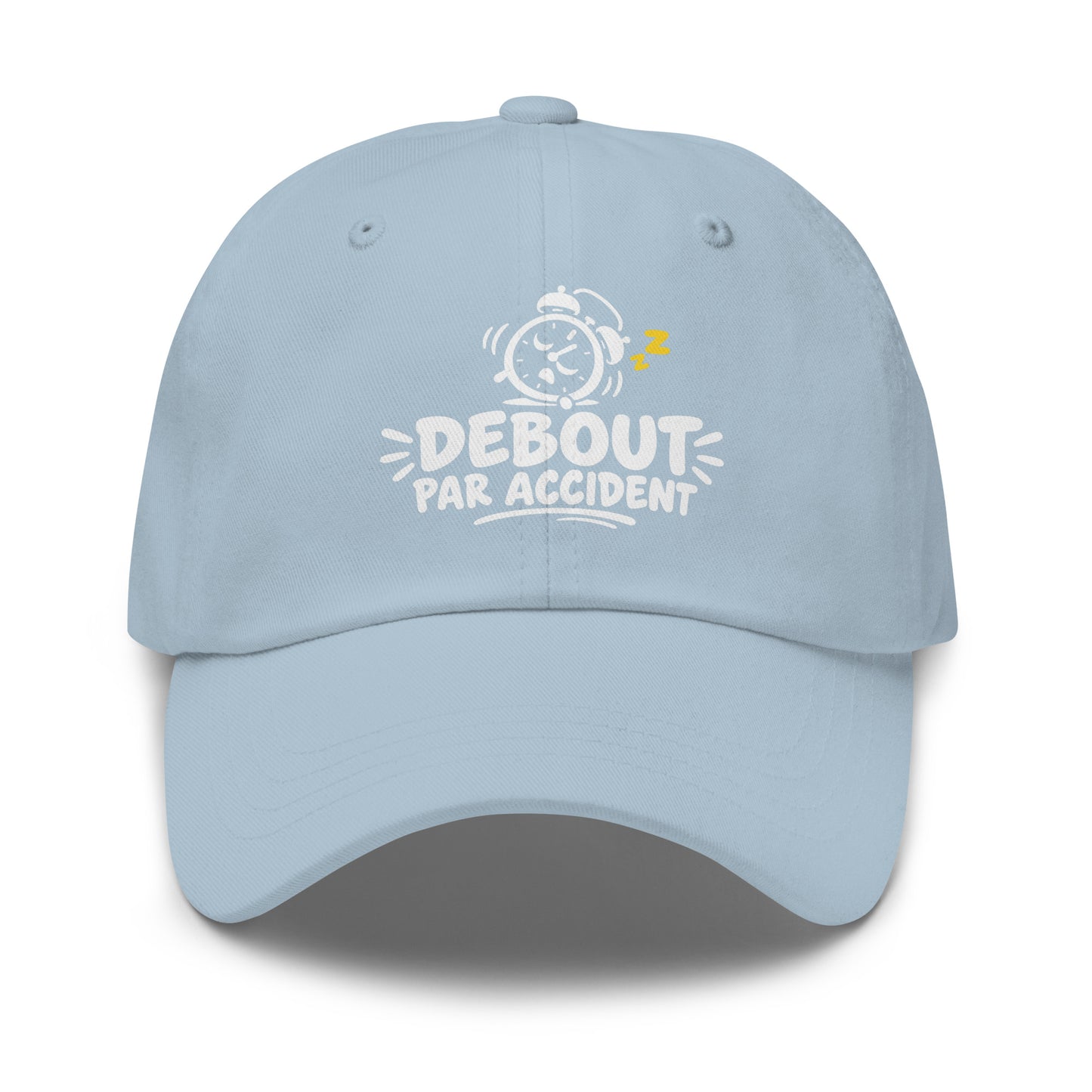 Casquette Baseball, brodée « Debout par accident », en Bleu Clair, vue de face, image 49