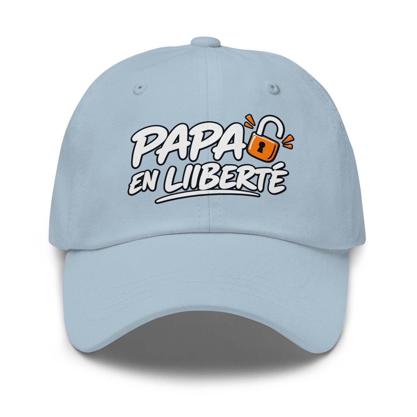 Casquette Baseball, brodée « Papa en liberté », en Bleu Clair, vue de face, image 49