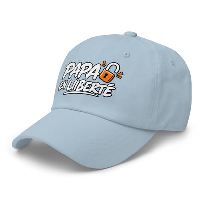 Casquette Baseball, brodée « Papa en liberté », en Bleu Clair, vue de trois quarts, image 51