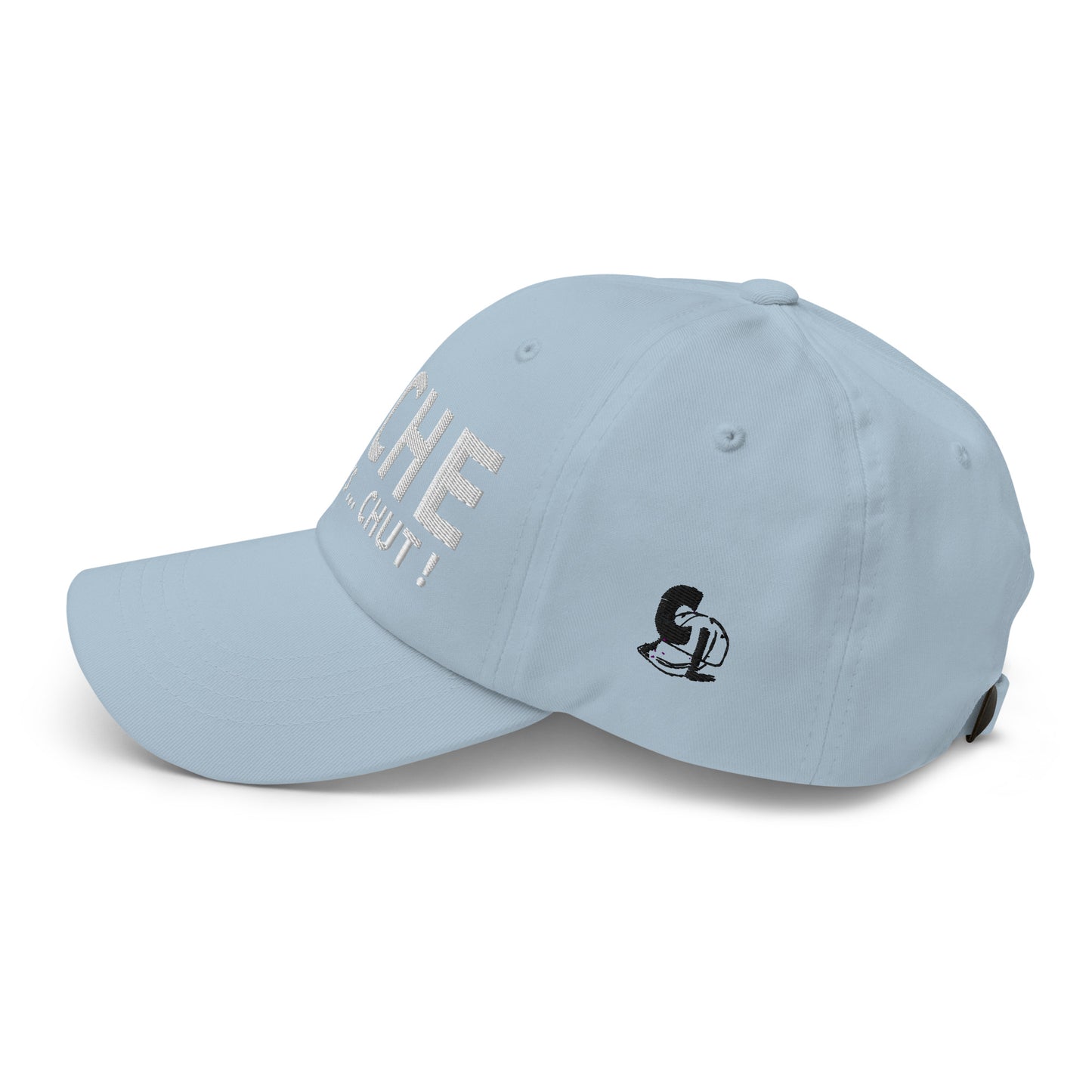 Casquette Baseball, brodée « Pêche en cours ... CHUT ! », en Bleu Clair, vue de côté, image 24