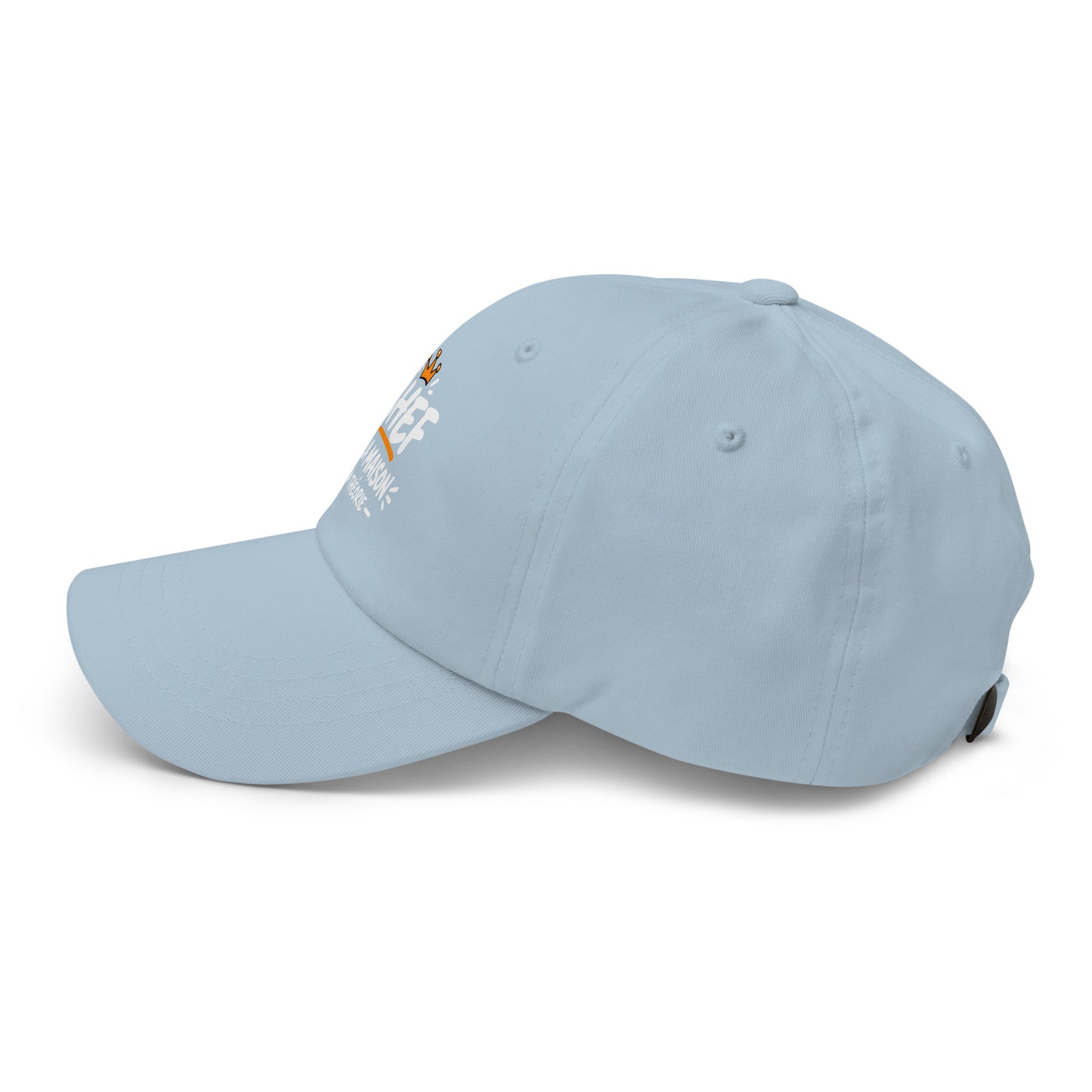 Casquette Baseball, brodée « Chef à la maison, en théorie », en Bleu Clair, vue de côté, image 52