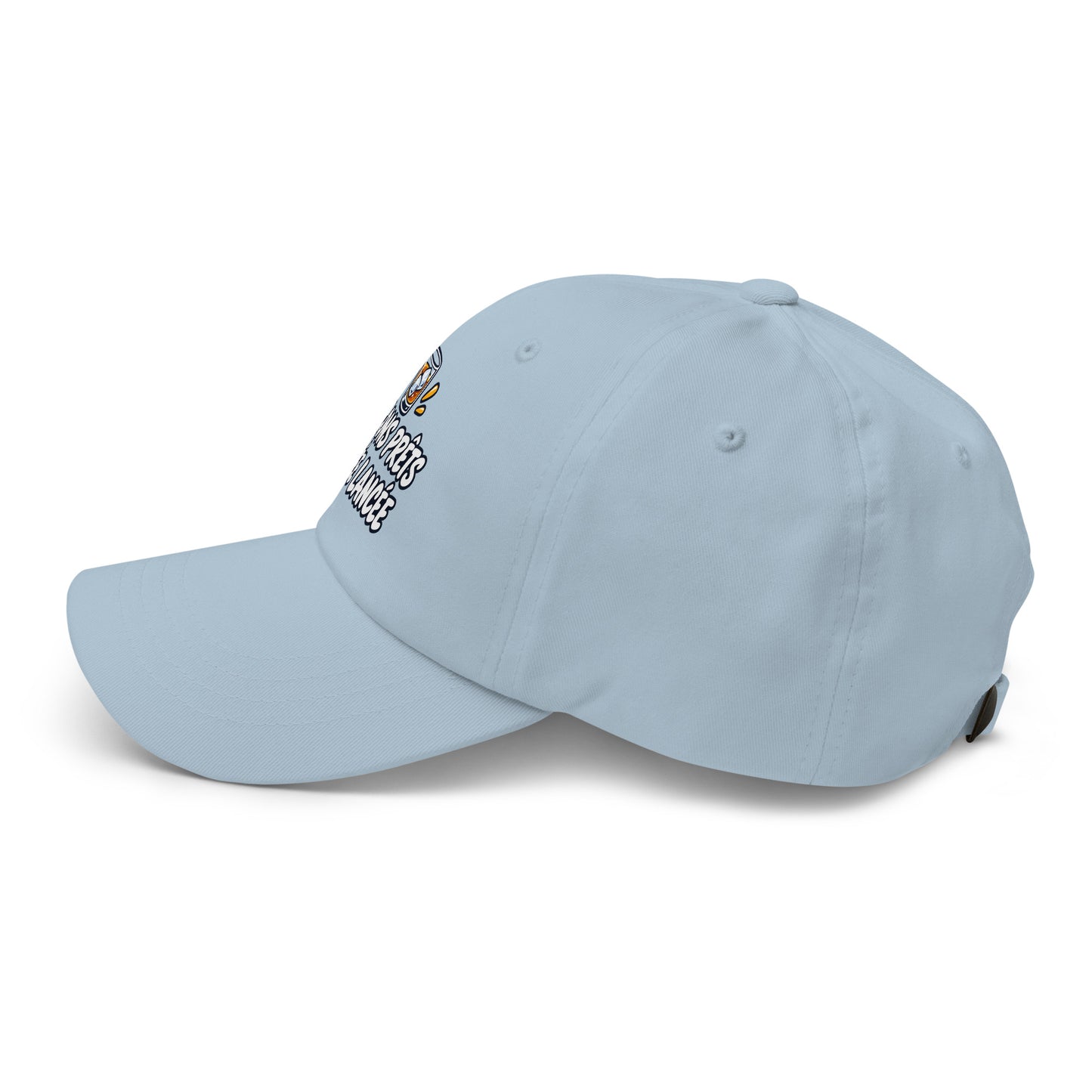 Casquette Baseball, brodée « Glaçons prêts, soirée lancée », en Bleu Clair, vue de côté, image 52