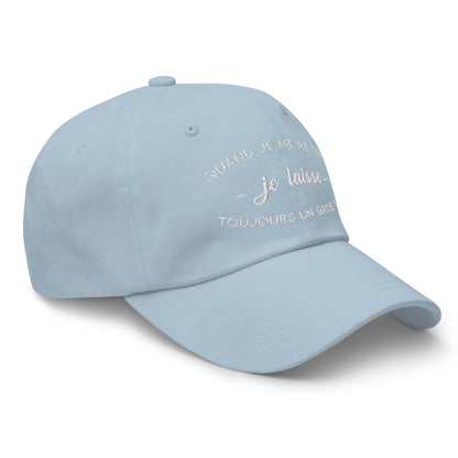 Casquette Baseball, brodée « Quand je me retire, je laisse toujours un gros vide », en Bleu Clair, vue de trois quarts, image 52