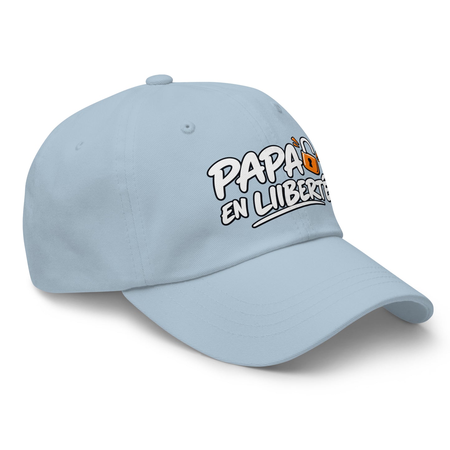 Casquette Baseball, brodée « Papa en liberté », en Bleu Clair, vue de trois quarts, image 53