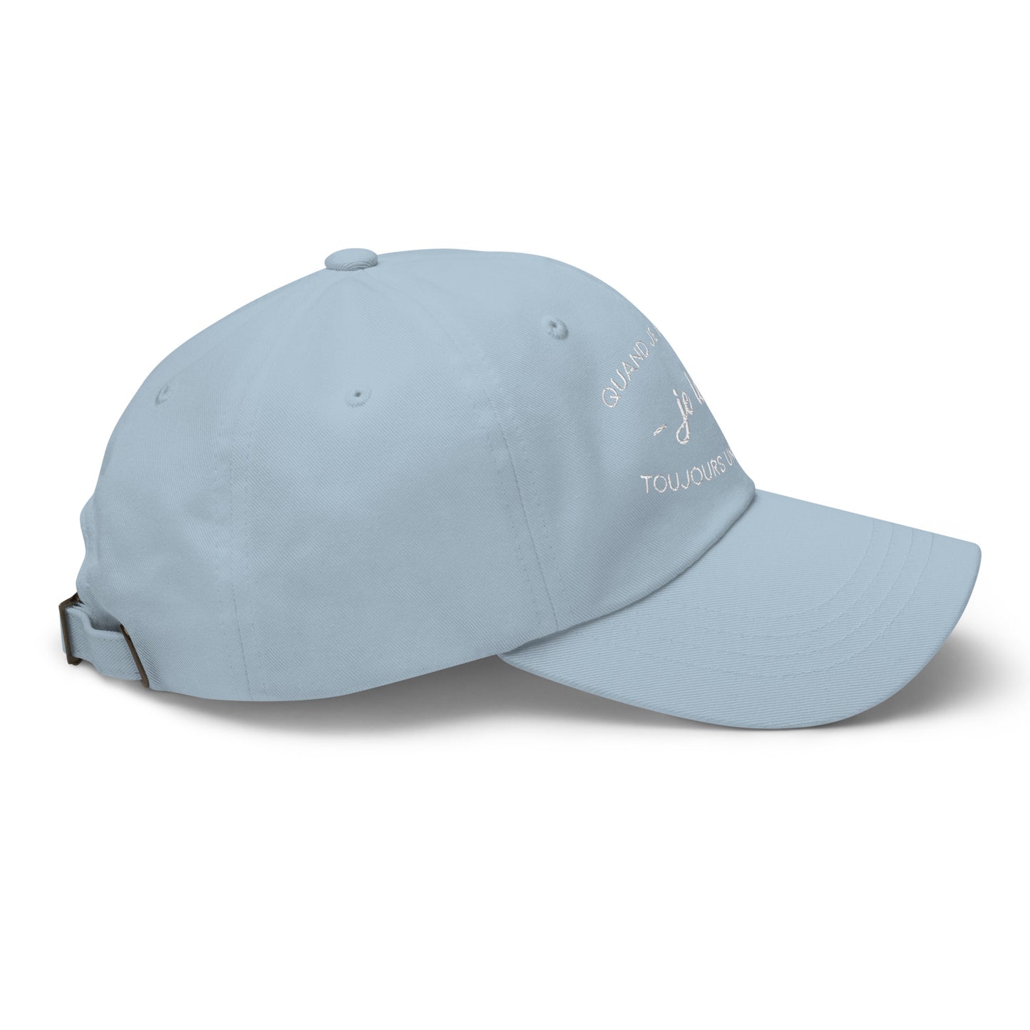Casquette Baseball, brodée « Quand je me retire, je laisse toujours un gros vide », en Bleu Clair, vue de côté, image 51