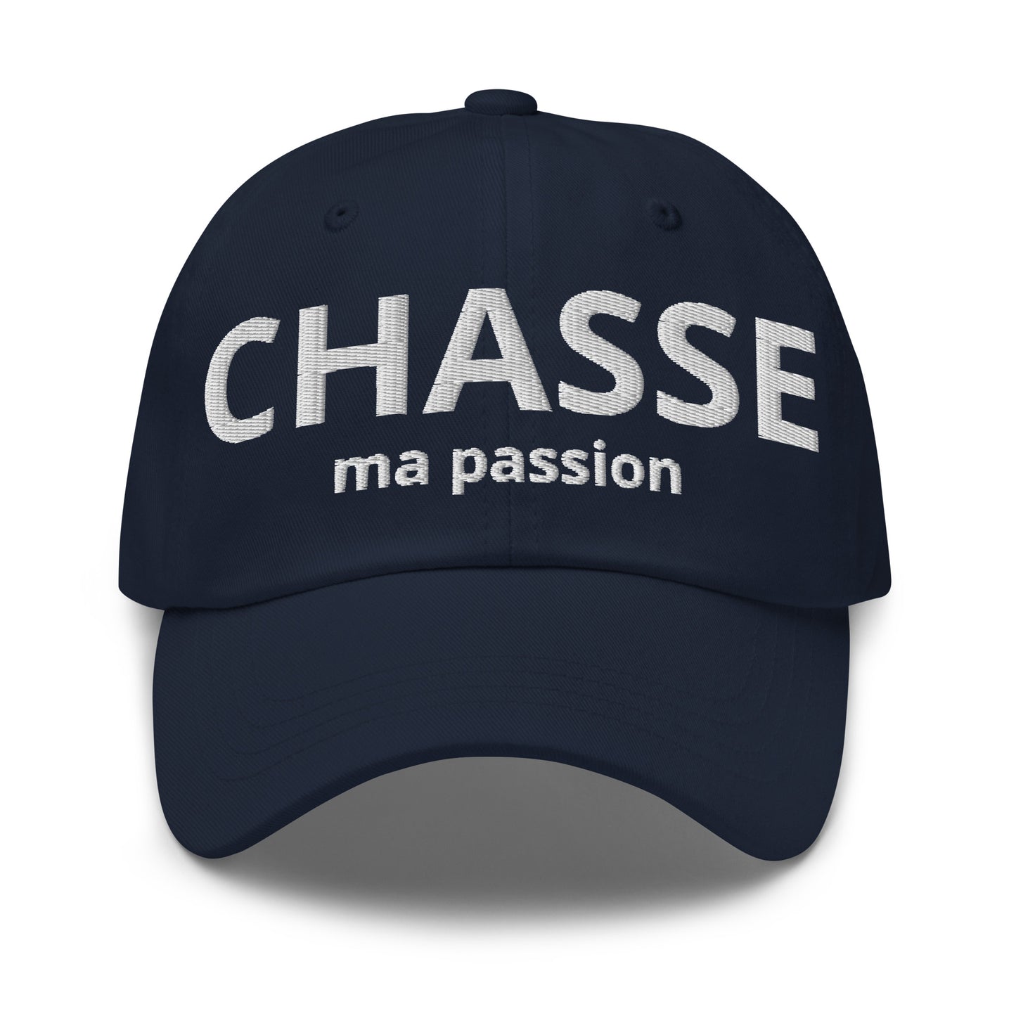 Casquette Baseball, brodée « Chasse ma passion », en Bleu Marine, vue de face, image 9