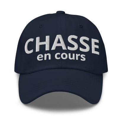 Casquette Baseball, brodée « Chasse en cours », en Bleu Marine, vue de face, image 10