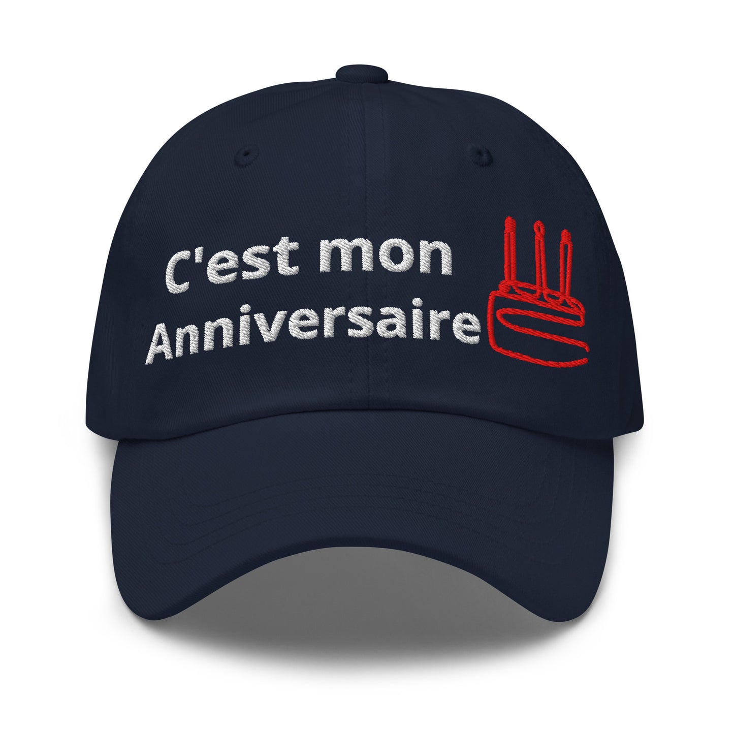 Casquette Baseball, brodée « C'est mon anniversaire », en Bleu Marine, vue de face, image 14