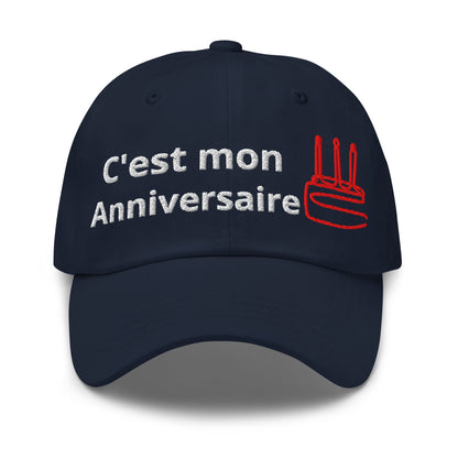 Casquette Baseball, brodée « C'est mon anniversaire », en Bleu Marine, vue de face, image 14