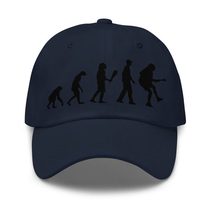 Casquette Baseball, brodée « Evolution de l'homme jusqu'à un guitariste », en Bleu Marine, vue de face, image 8