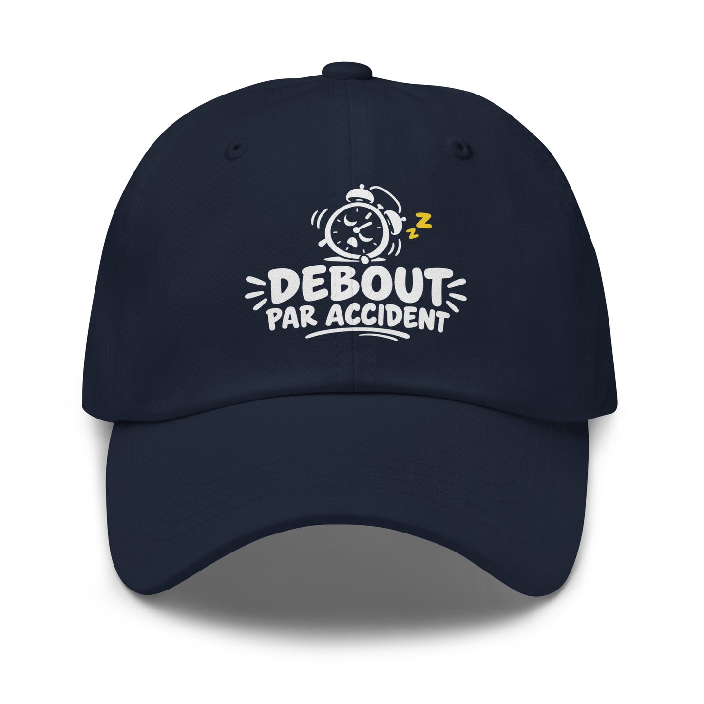 Casquette Baseball, brodée « Debout par accident », en Bleu Marine, vue de face, image 8