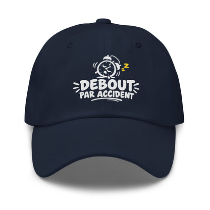 Casquette Baseball, brodée « Debout par accident », en Bleu Marine, vue de face, image 8