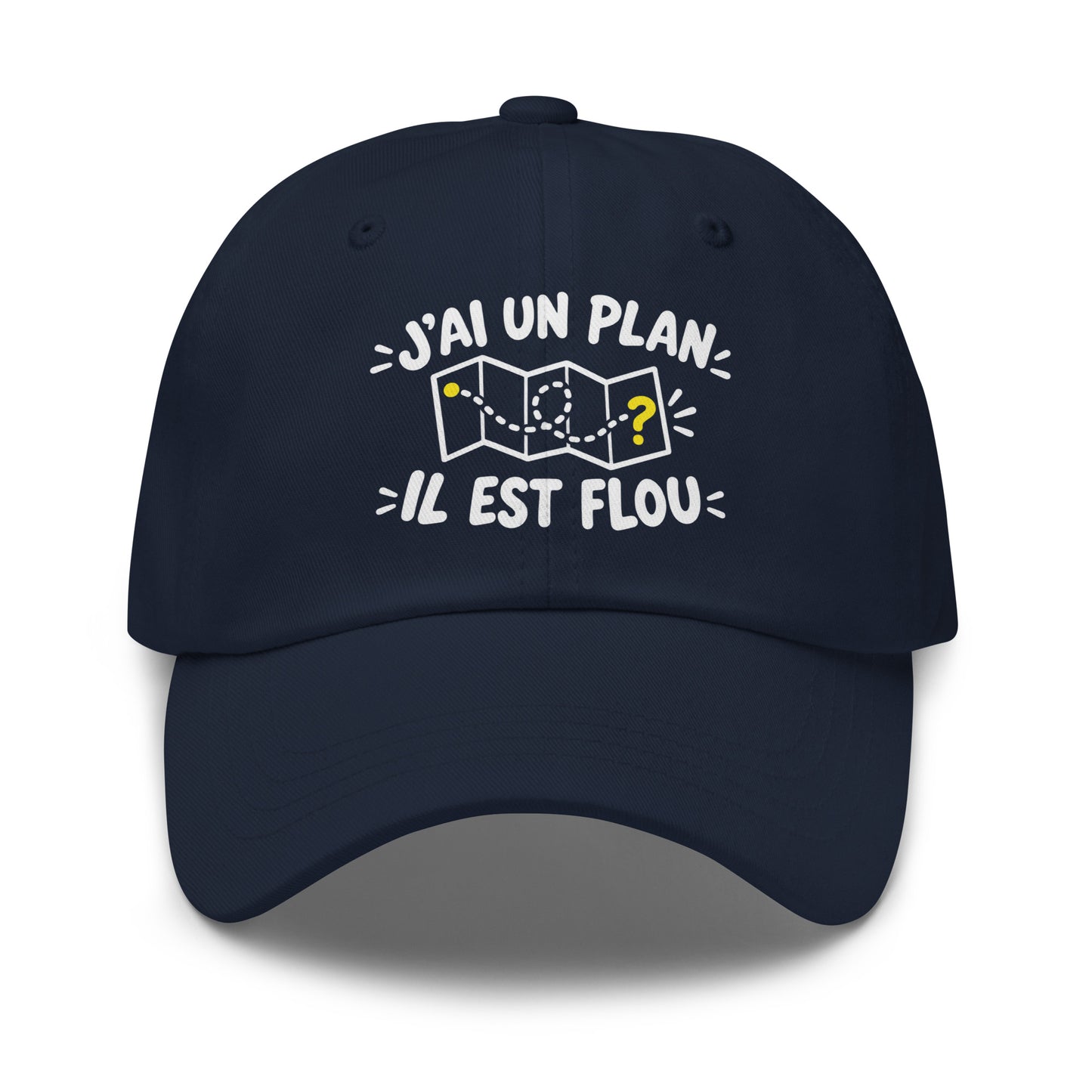 Casquette Baseball, brodée « J'ai un plan, il est flou », en Bleu Marine, vue de face, image 8