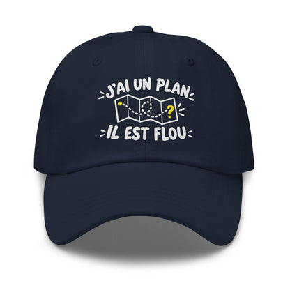 Casquette Baseball, brodée « J'ai un plan, il est flou », en Bleu Marine, vue de face, image 8