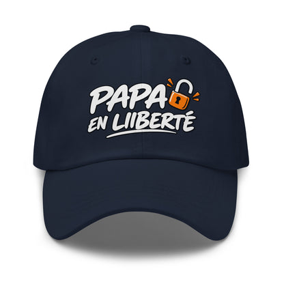 Casquette Baseball, brodée « Papa en liberté », en Bleu Marine, vue de face, image 8