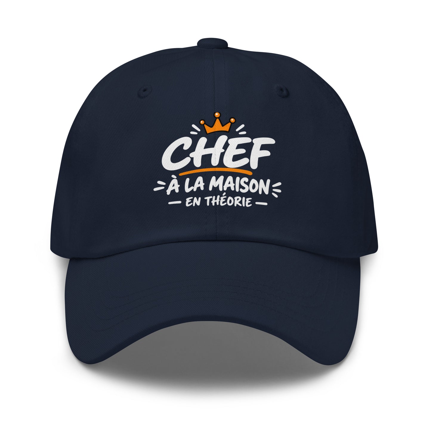 Casquette Baseball, brodée « Chef à la maison, en théorie », en Bleu Marine, vue de face, image 8