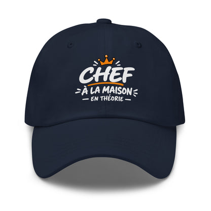Casquette Baseball, brodée « Chef à la maison, en théorie », en Bleu Marine, vue de face, image 8