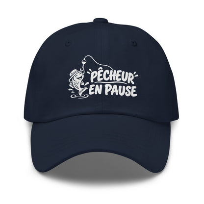 Casquette Baseball, brodée « Pêcheur en pause », en Bleu Marine, vue de face, image 8