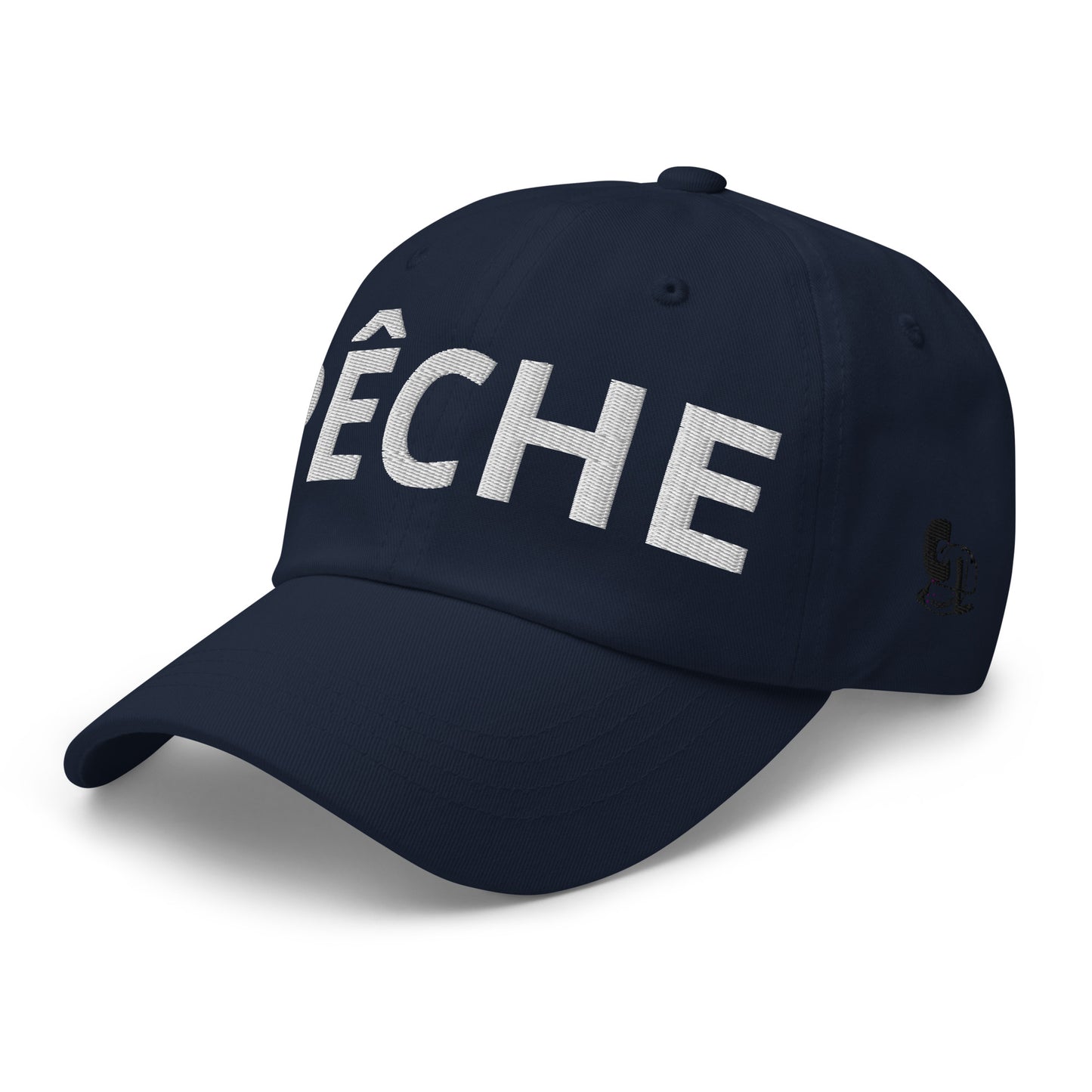 Casquette Baseball, brodée « Pêche », en Bleu Marine, vue de trois quarts, image 17