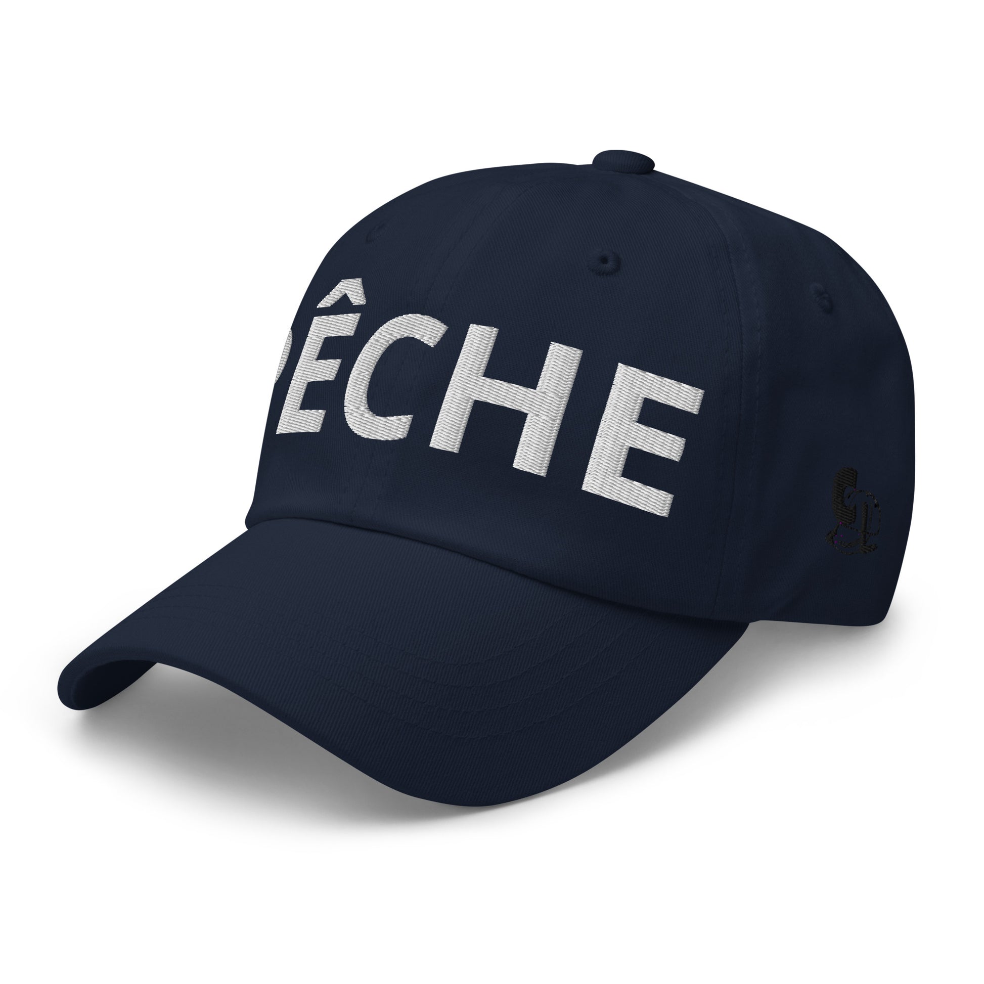 Casquette Baseball, brodée « Pêche », en Bleu Marine, vue de trois quarts, image 17