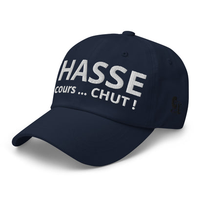 Casquette Baseball, brodée « Chasse en cours ... CHUT ! », en Bleu Marine, vue de trois quarts, image 19