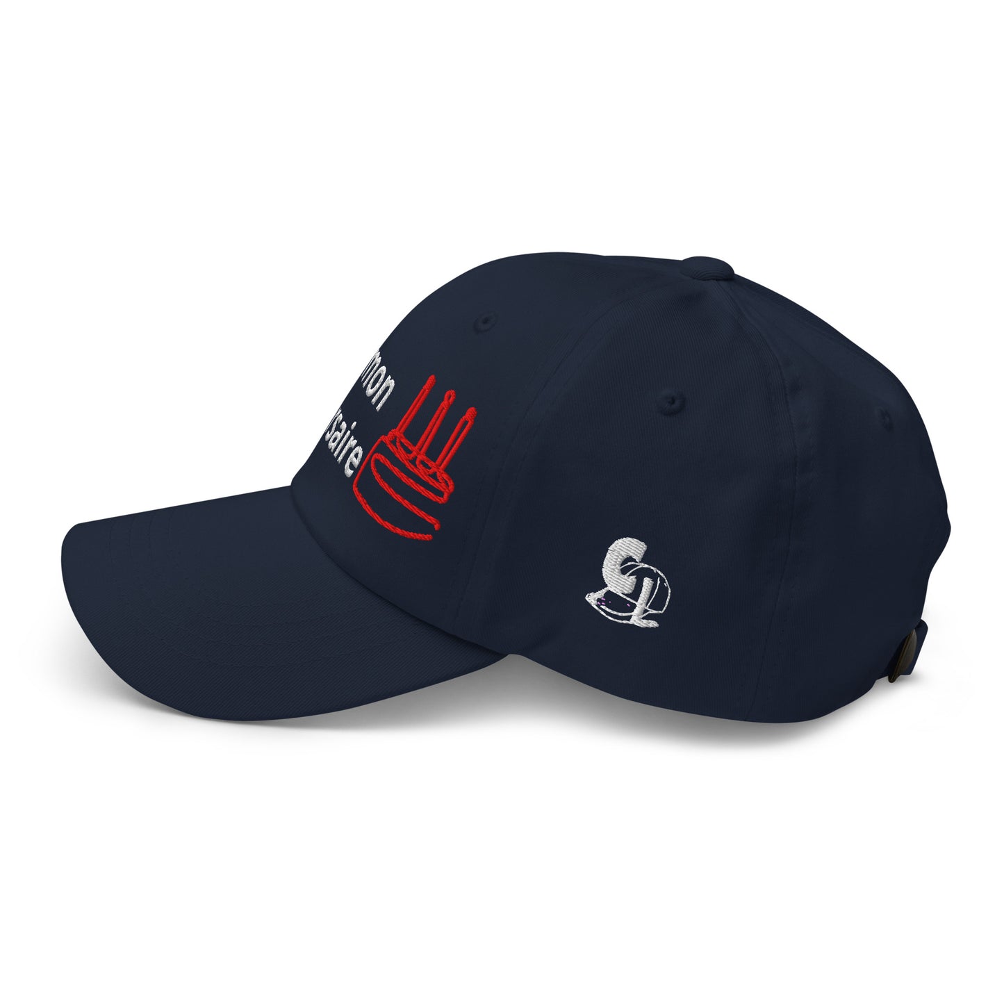 Casquette Baseball, brodée « C'est mon anniversaire », en Bleu Marine, vue de côté, image 17