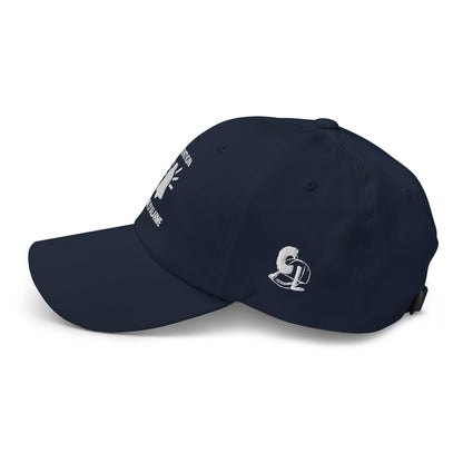Casquette Baseball, brodée « Attention, système d'alarme », en Bleu Marine, vue de côté, image 24