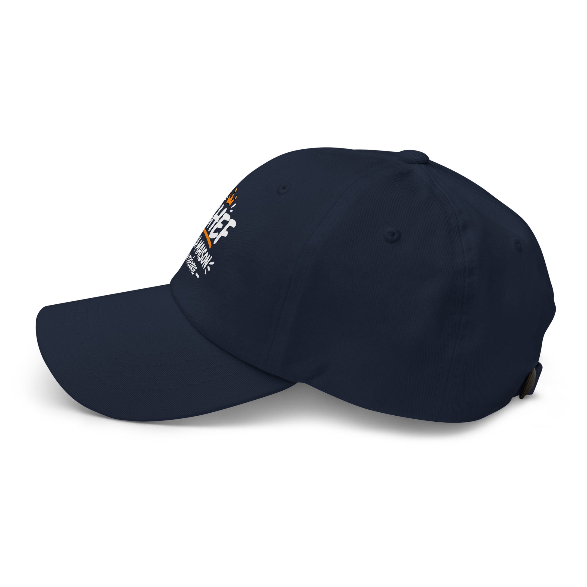 Casquette Baseball, brodée « Chef à la maison, en théorie », en Bleu Marine, vue de côté, image 11