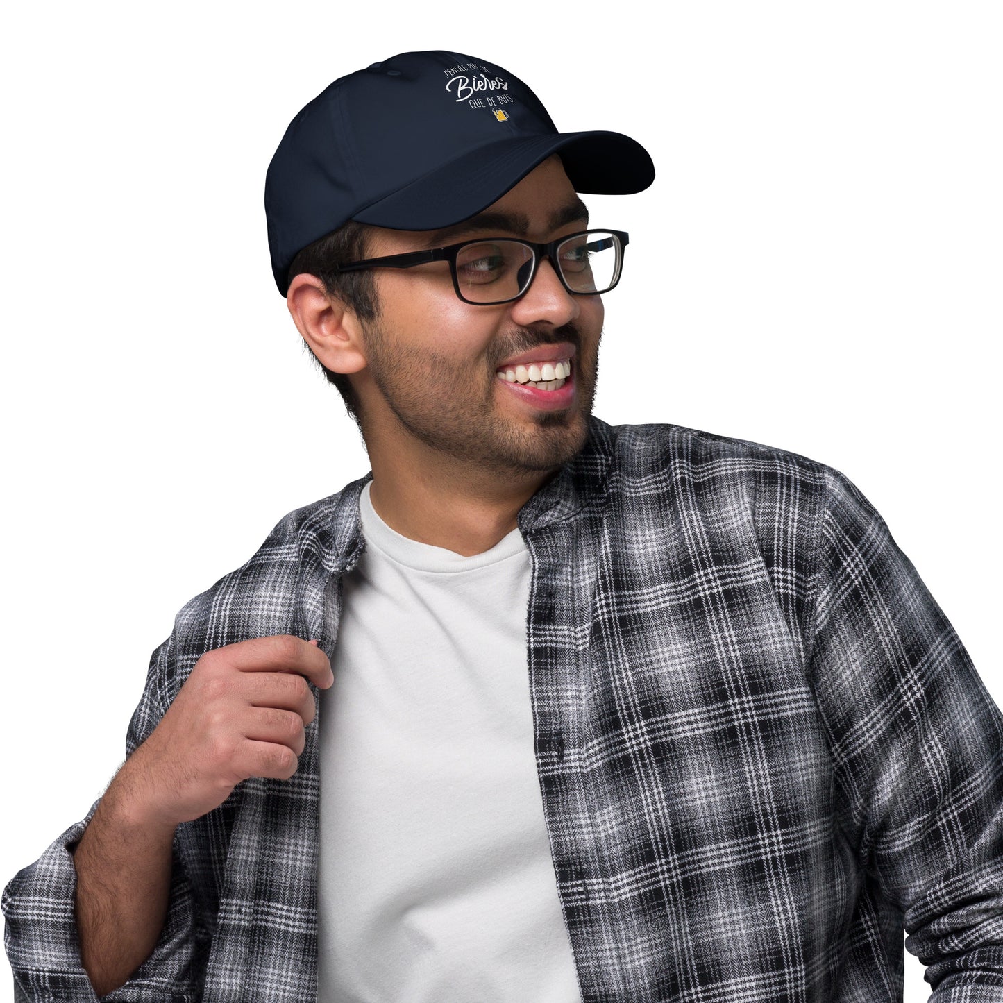 Casquette Baseball, brodée « J'enfile plus de bières que de buts », en Bleu Marine, image 14