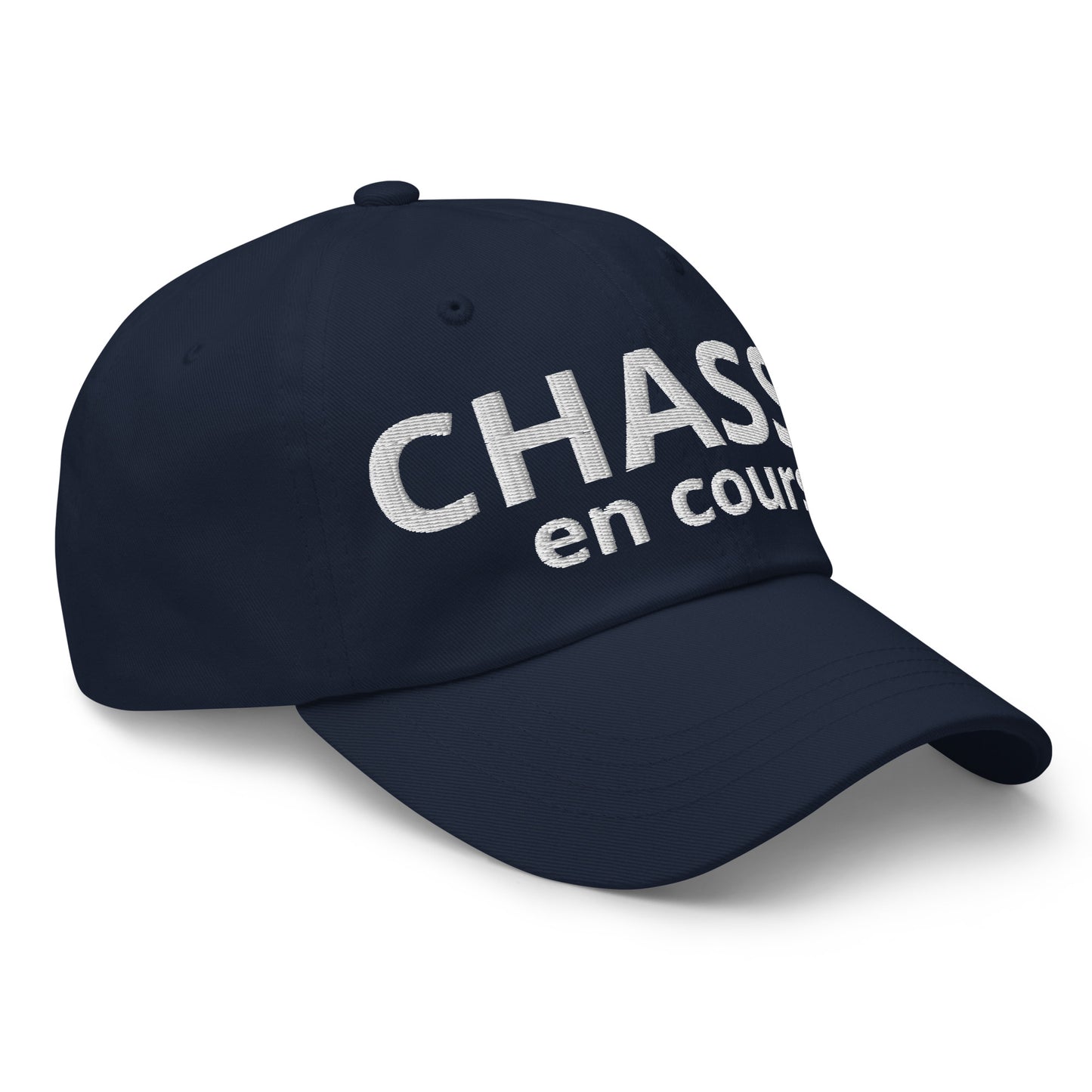 Casquette Baseball, brodée « Chasse en cours », en Bleu Marine, vue de trois quarts, image 17