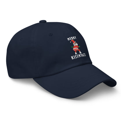 Casquette Baseball, brodée « Merry kiss my ass », en Bleu Marine, vue de trois quarts, image 11