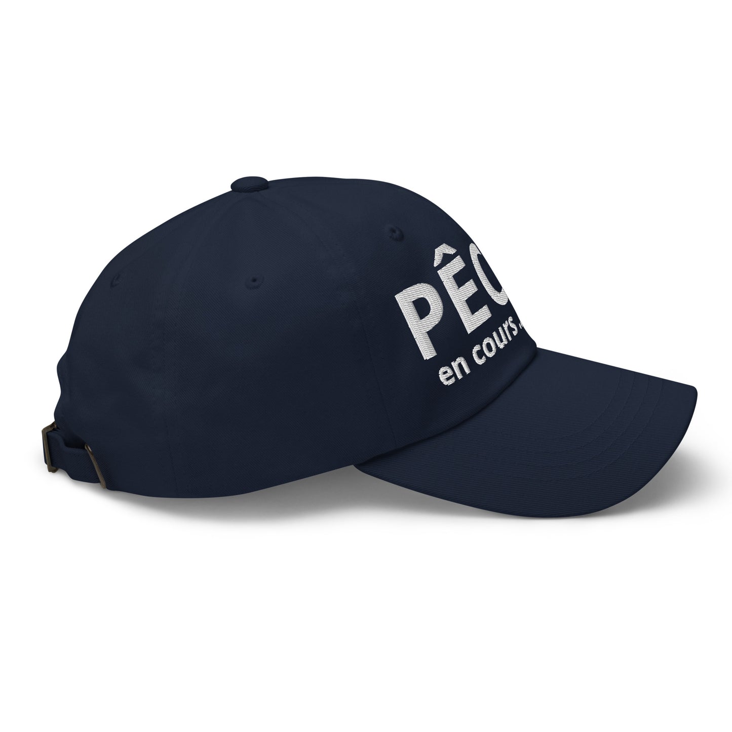 Casquette Baseball, brodée « Pêche en cours ... CHUT ! », en Bleu Marine, vue de côté, image 27