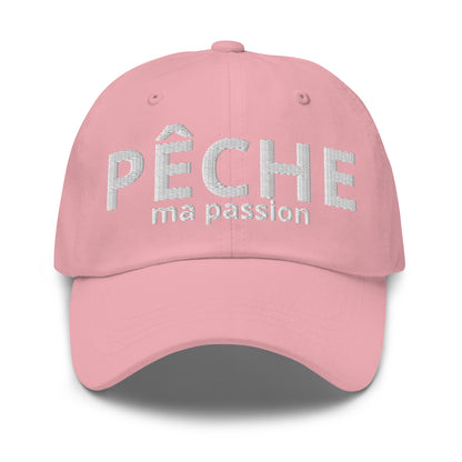 Casquette Baseball, brodée « Pêche ma passion », en Rose, vue de face, image 7