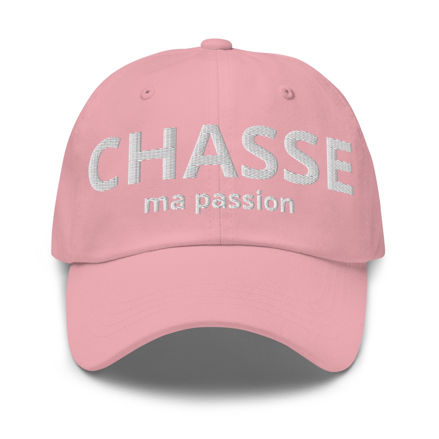 Casquette Baseball, brodée « Chasse ma passion », en Rose, vue de face, image 5