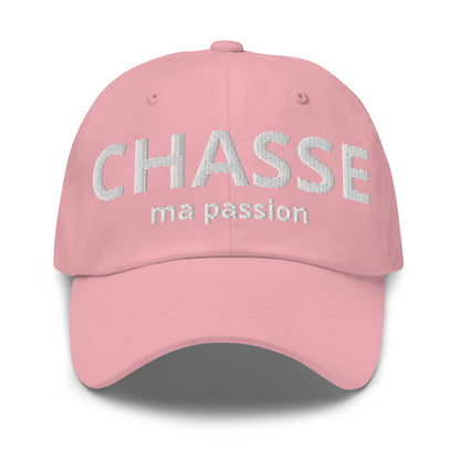 Casquette Baseball, brodée « Chasse ma passion », en Rose, vue de face, image 5