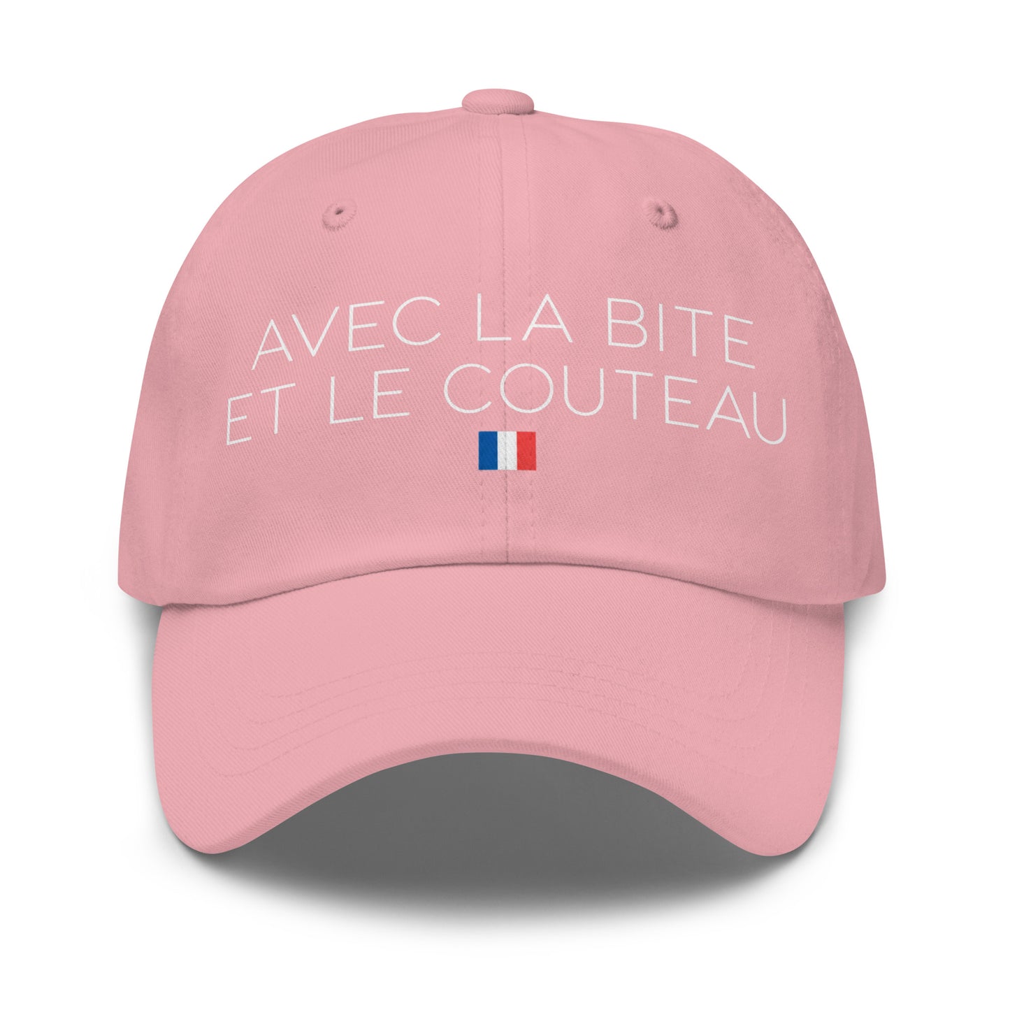 Casquette Baseball, brodée « Avec la bite et le couteau », en Rose, vue de face, image 43