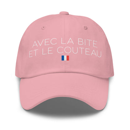 Casquette Baseball, brodée « Avec la bite et le couteau », en Rose, vue de face, image 43