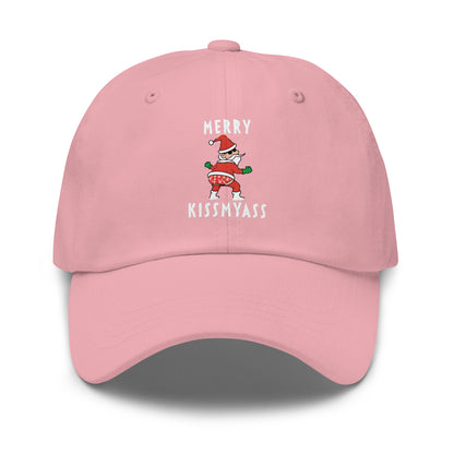 Casquette Baseball, brodée « Merry kiss my ass », en Rose, vue de face, image 43