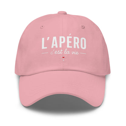 Casquette Baseball, brodée « L'apéro c'est la vie », en Rose, vue de face, image 43