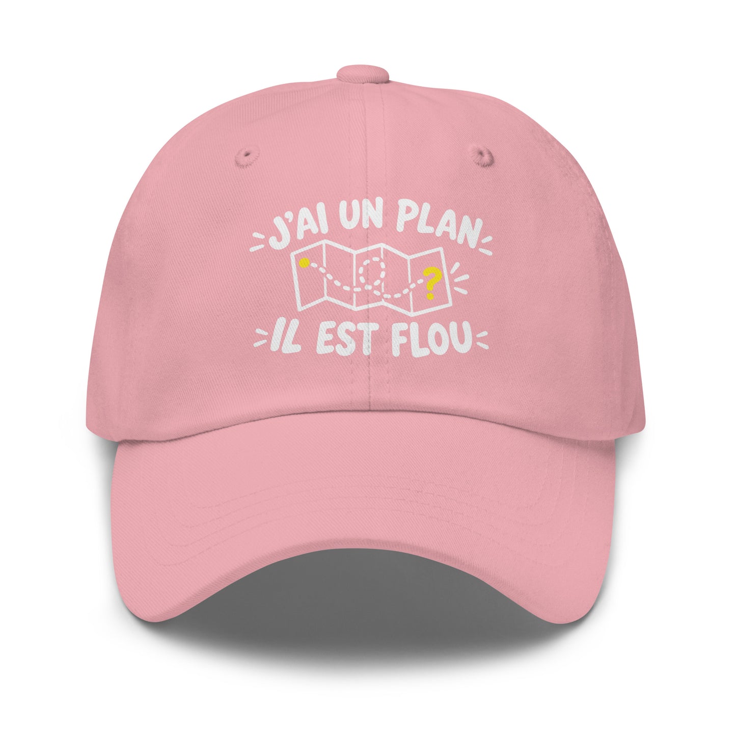 Casquette Baseball, brodée « J'ai un plan, il est flou », en Rose, vue de face, image 43