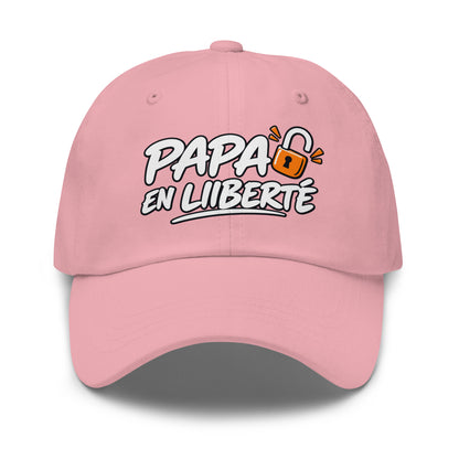 Casquette Baseball, brodée « Papa en liberté », en Rose, vue de face, image 43